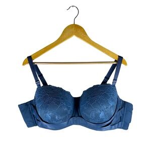 Torrid Blue Lace Push-Up Demi Bra Convertible Straps 48C 11992520 NWT
